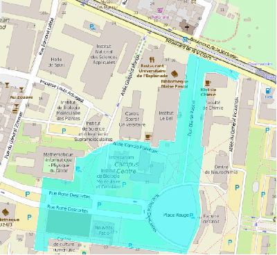 Les zones du parc de l'université couvertes par le Wi-Fi outdoor